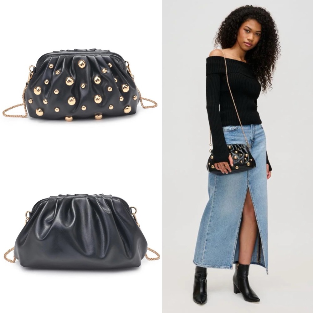 Black/Gold Studded Clutch